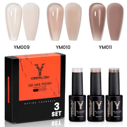 NEW YOKEFELLOW 10ml Crystal Jelly Nude Red Pink Gel Nail Polish Transparent Semi-permanent UV Gel Nail Art Soak Off Gel Varnish