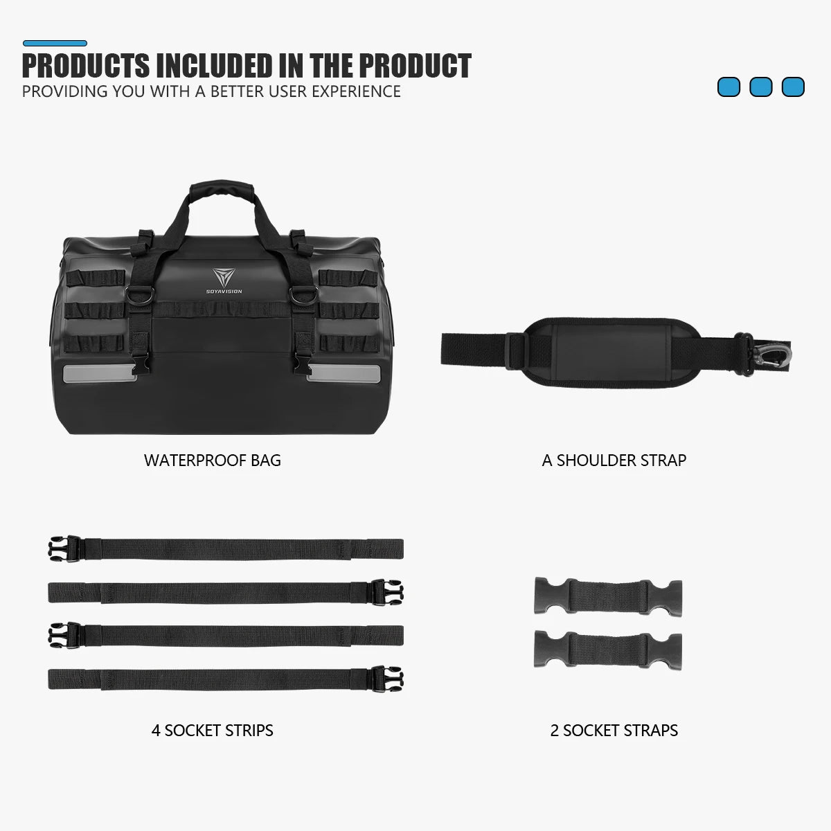 SOYAVISION 20L 50L 70L 80L 100L Motorcycle Waterproof Tail Bag Travel Outdoor Luggage Bag Motorcycle Seat Bag
