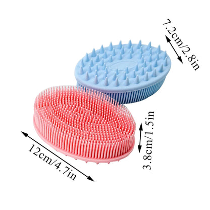Exfoliating Sponge Dead Body Scrubber Skin Head Washing Brush Comb Silicone Bristle Bath Brush Scalp Massager Bath Tool Hygienic