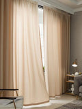 Bedroom and Living Room 1PC Solid Brown Simple Light-transparent Opaque Curtains