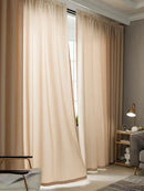 Bedroom and Living Room 1PC Solid Brown Simple Light-transparent Opaque Curtains