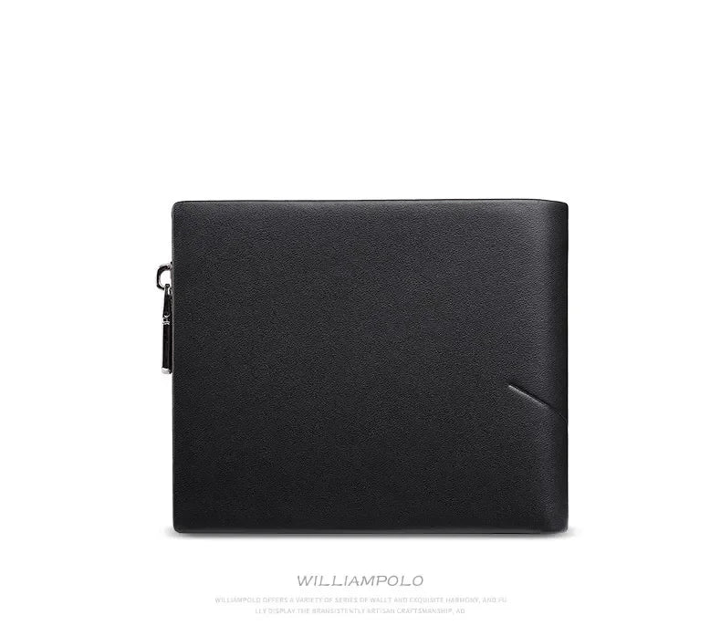 Men's Slim Wallet Genuine Leather Mini Purse Casual Design Bifold Wallet Brand Short Slim Wallet WILLIAMPOLO Luxury brand