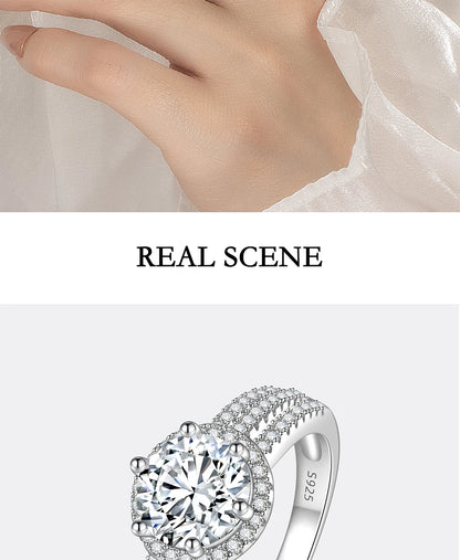 PERFANY 2/3CT Moissanite Ring for Women S925 Pure Silver Plated 18K White Gold Diamond Wedding Ring Luxurious Wedding Jewelry