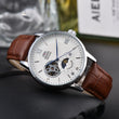 Orient Sun & Moon Semi Skeleton Automatic Watch Men's White Dial Black Leather Strap Sapphire Crystal 50M Water-Resistant Dress Watch