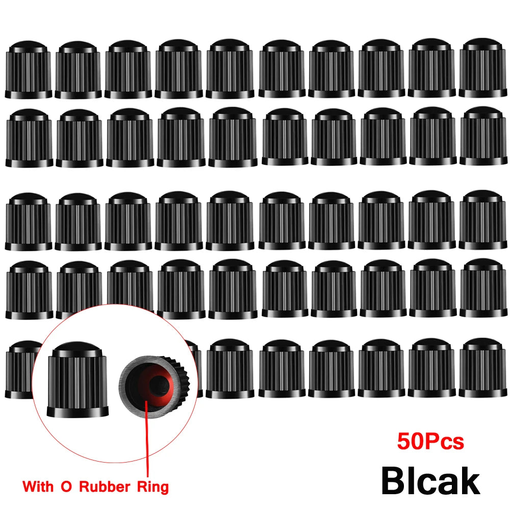 Tire Stem Valve Caps, with O Rubber Ring, Universal Stem Covers for Cars, SUVs, Bike and Bicycle, Trucks, Motorcycles