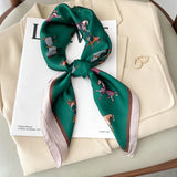 2024 Horse Print Female Silk Neck Scarf Square Hair Scarves Foulard Head Band Shawls Wraps Neckerchief Bandana Women