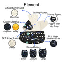 Pañal de tela reutilizable ALVABABY para bebé, lavable, de 3 a 15 kg, con 1 inserto de microfibra.