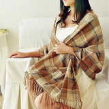 Women's Winter Plaid Imitation Cashmere Scarf, Autumn and Winter Thick Fashion Warm Wild Scarf Shawl