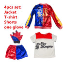 Harley Costumes Cosplay Suicide Harleen Quinzel Kids Girls Quinn Squad T Shirt Joker Jacket Halloween Costume