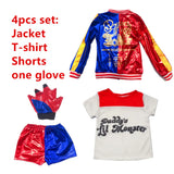 Harley Quinn Cosplay Suicide Squad Harleen Quinzel Kids Girls T-Shirt Joker Jacket Halloween Costume