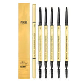 Natural Eyebrow Pencil 5 Colors Brown Double Head Long Lasting Waterproof Ultra Fine Eye Brow Pen Luxury Gold Cosmetic
