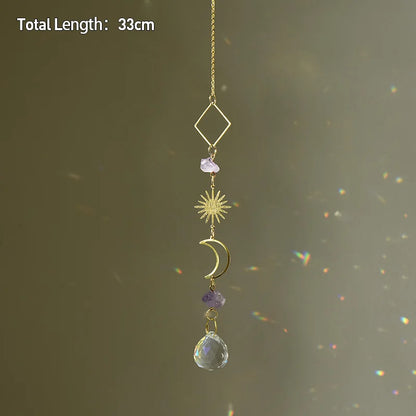 Colgante de cristal para jardín, atrapasol, campanillas de viento, prisma arcoíris, cadena de cristal para ventana, campana colgante, árbol de Navidad, decoración del hogar