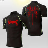 Camisetas deportivas de cuello alto para hombre, de secado rápido, para fitness, running, de manga corta, de compresión, informales, para ciclismo al aire libre, transpirables. 