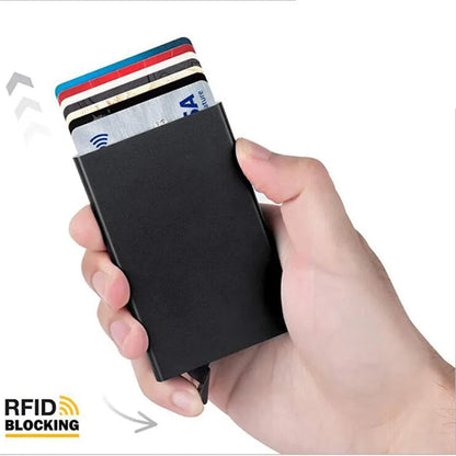 Tarjetero RFID de aluminio metálico, minibilleteras minimalistas y delgadas para hombre y mujer, tarjetero de negocios para hombre y mujer