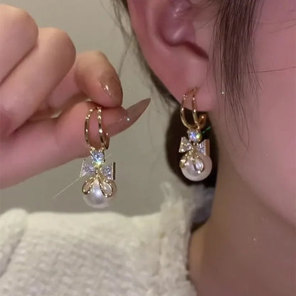 Blue Heart Shaped Zircon Long Tassel Gold Color Ear Wire for Women Elegant Exquisite Temperament Ladies Wedding Party Jewelry