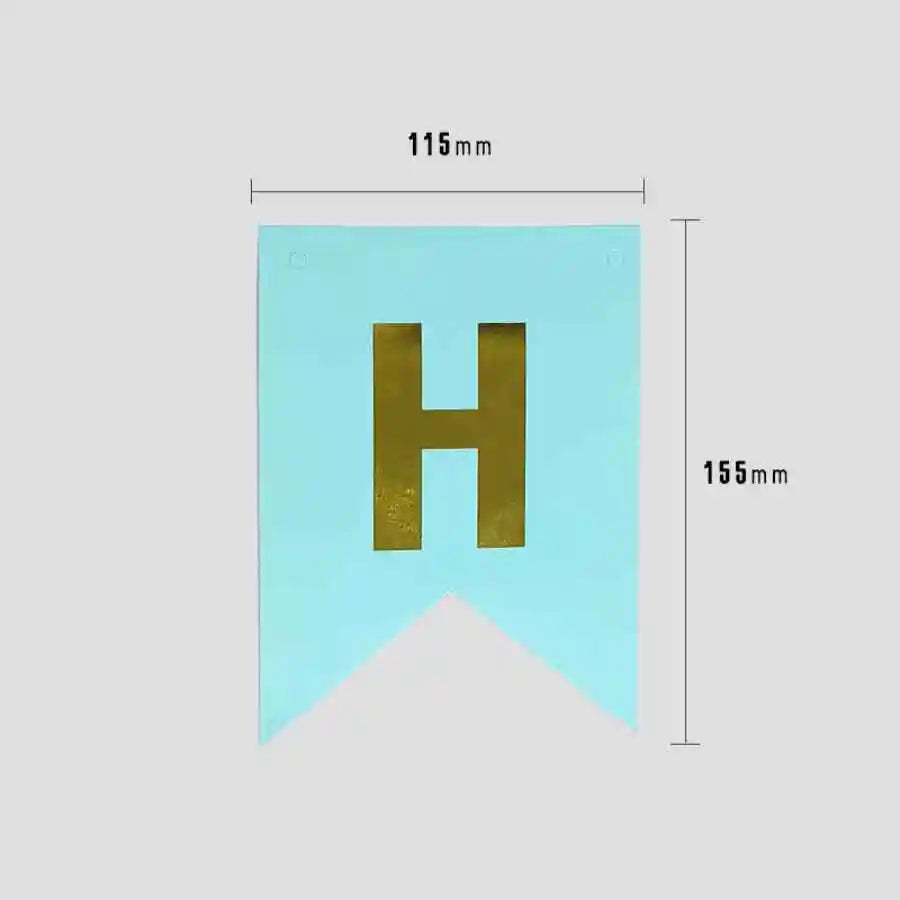 Happy Birthday in English Gold Plated Swallowtail Flag Decoration Banner Party Supplies