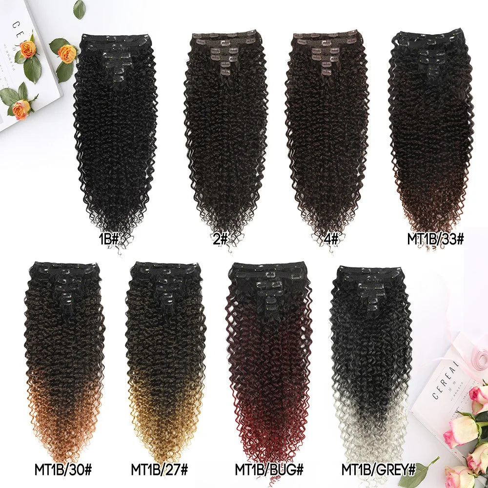 Extensões de cabelo cacheado Jerry Curly 65cm clip in tecelagem dupla com seda orgânica 160 g
