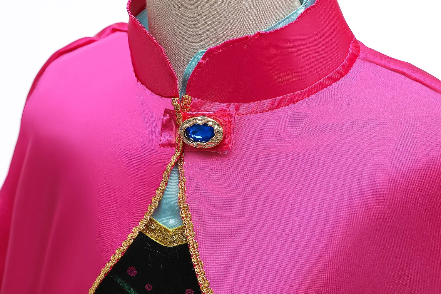 Disney Frozen Princess Anna Dress with Fuchsia Cape Girls Snow Queen Elsa's Sister Costume Play Toddler Carnival Royal Frocks