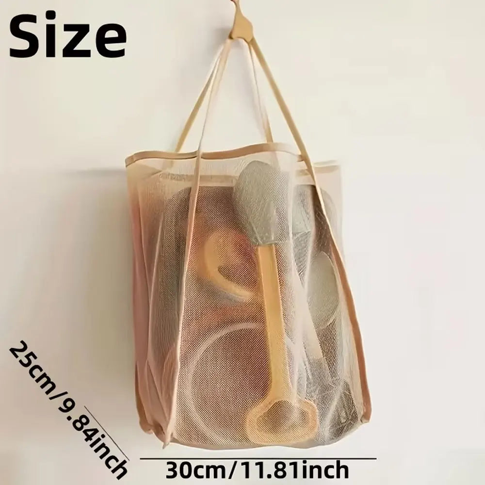 2-Pack Large Capacity Mesh Beach Tote Bags - Durable Polyester, Solid Color with Sturdy Handles, Suitable for Travel, Beach, Vacation, and Camping, Beach Tote Bags, Multi-Functional Storage Solution, Sturdy Handle Design