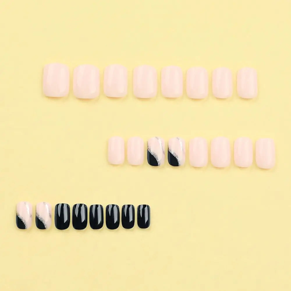 24Pcs/Box Aurora False Nail Detachable Short Round Fake Nails for DIY for Salon French Nail Tips Full Cover Press On Nails