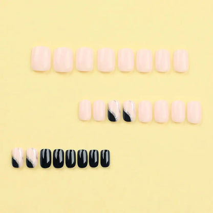 24Pcs/Box Aurora False Nail Detachable Short Round Fake Nails for DIY for Salon French Nail Tips Full Cover Press On Nails