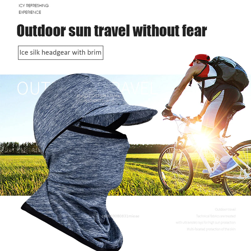 Gorro con capucha y protector solar para la cara, protección UV, de seda fría, para hombres y mujeres, ciclismo, escalada, correr, protector solar, capota de montar