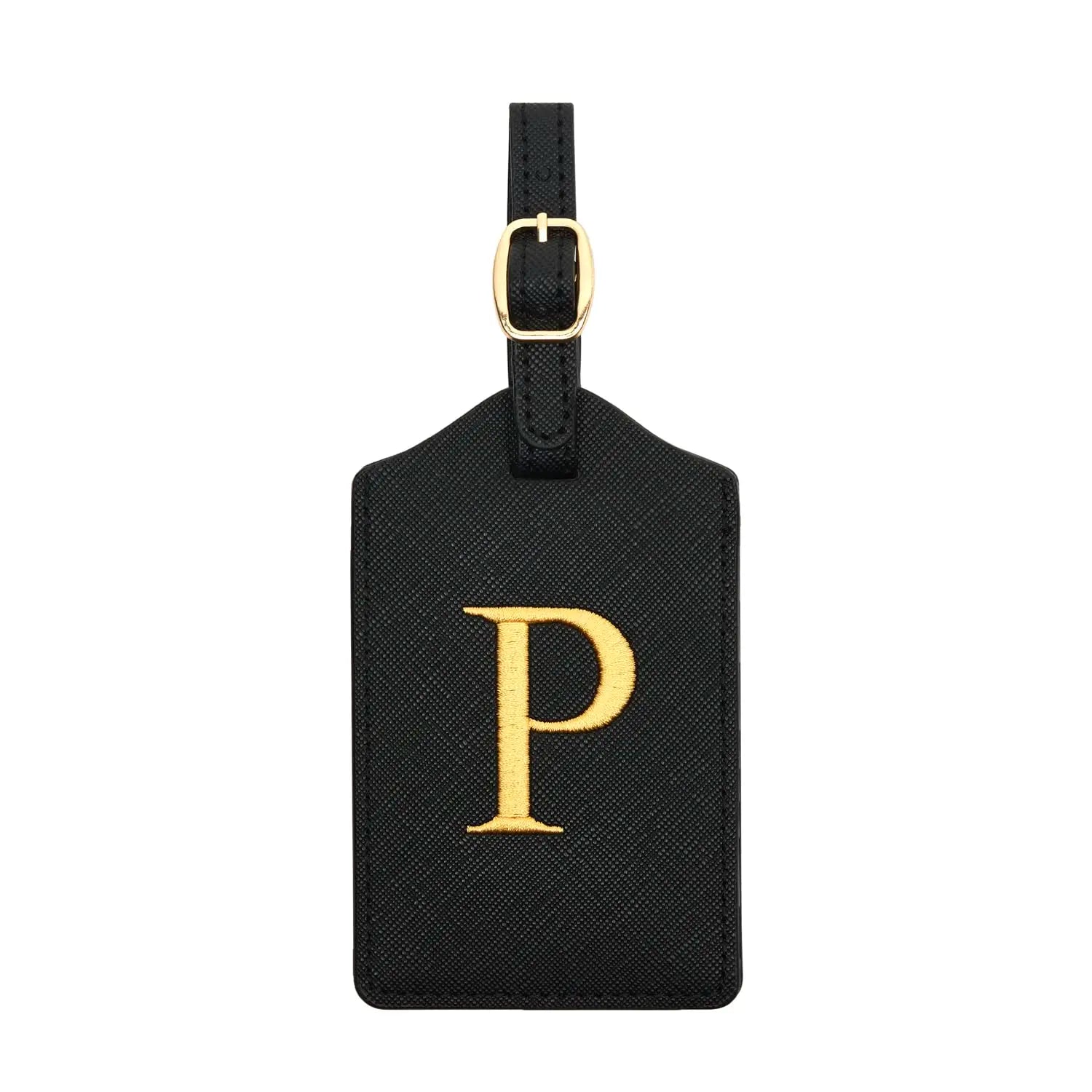 PU Leather Luggage Tag for Travel - Durable Suitcase ID Tag with Privacy Cover & Name Card Slot (A-Z) liu