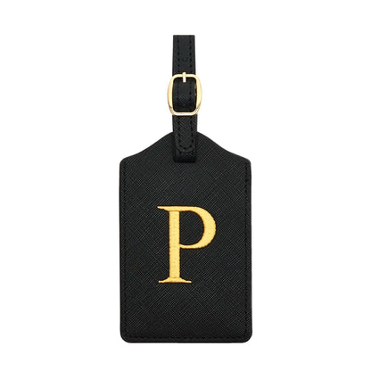 PU Leather Luggage Tag for Travel - Durable Suitcase ID Tag with Privacy Cover & Name Card Slot (A-Z) liu