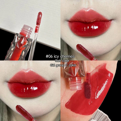 Brillo de labios de larga duración, hidratante, fácil de teñir, resistente al agua, efecto espejo, cristal de agua, brillo de labios, color transparente, cosméticos
