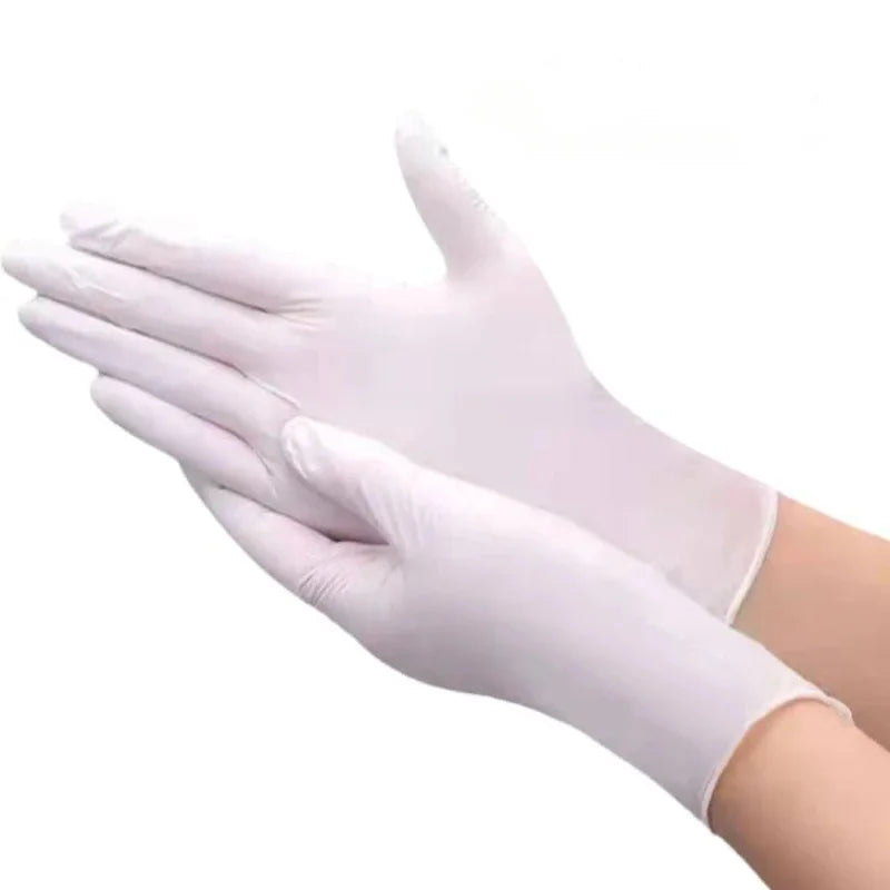 30/60/100 pçs luvas de nitrilo branco descartável doméstico à prova dwaterproof água luvas de nitrilo cozinha lavar louça pet banho ferramentas de limpeza