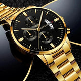Fashion Men Stainless Steel Watch Luxury Calendar Quartz Wristwatch Men's Business Watches for Men Clock Montre Homme