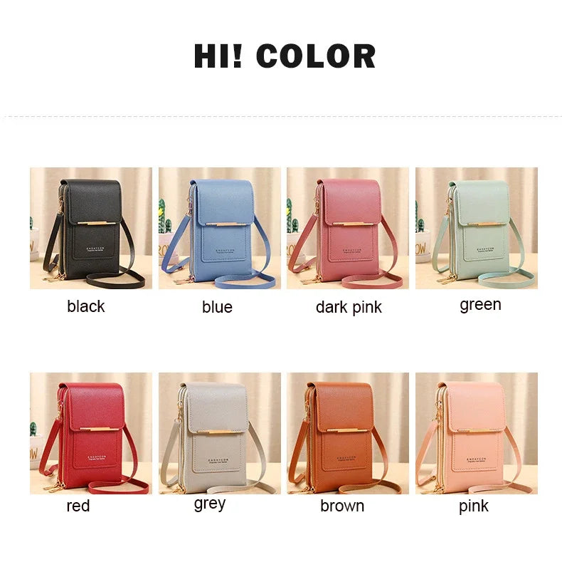 Cartera para teléfono móvil con pantalla táctil, de piel sintética, para mujer, minibolso de hombro con solapa, tipo bandolera, pequeño