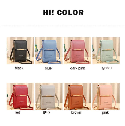 Cartera para teléfono móvil con pantalla táctil, de piel sintética, para mujer, minibolso de hombro con solapa, tipo bandolera, pequeño