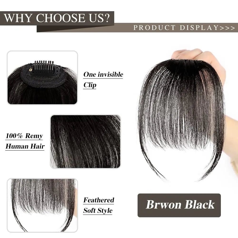 Franja de ar sintética invisível falsa, extensão de cabelo com prendedor frontal, peças de cabelo, franja de ar, fibra, bom acessório de estilo de cabelo