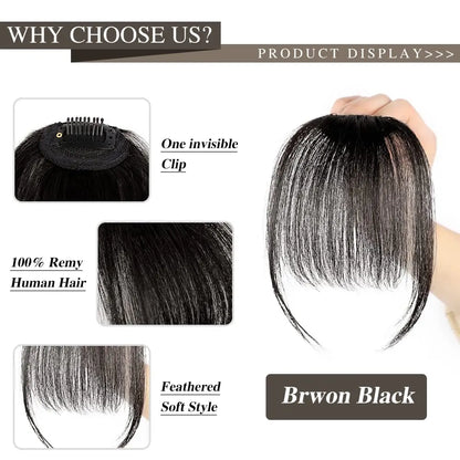 Franja de ar sintética invisível falsa, extensão de cabelo com prendedor frontal, peças de cabelo, franja de ar, fibra, bom acessório de estilo de cabelo