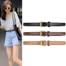 2.3cm Classic Women Leather Belt with Golden Square Buckle Thin Casual Dress Waist Band for Students Ladies Fashion Accessory