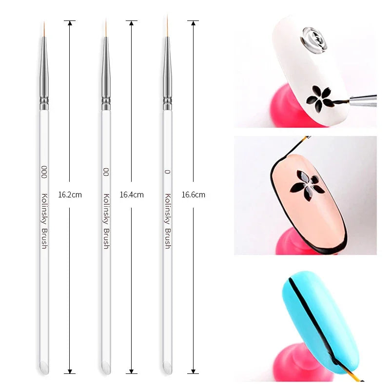 French Stripe Nail Art Liner Brushes Set Manicure Drawing Painting Pen Manicure Nails Line Painting Pen Nail Art Supplies