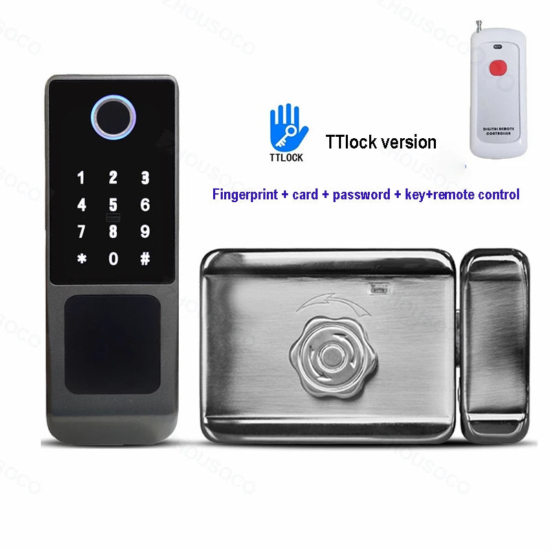 Tuya WIFI Double Side Fingerprint Lock Waterproof Outdoor Gate Passcode Rfid Card Keyless Smart Door Lock