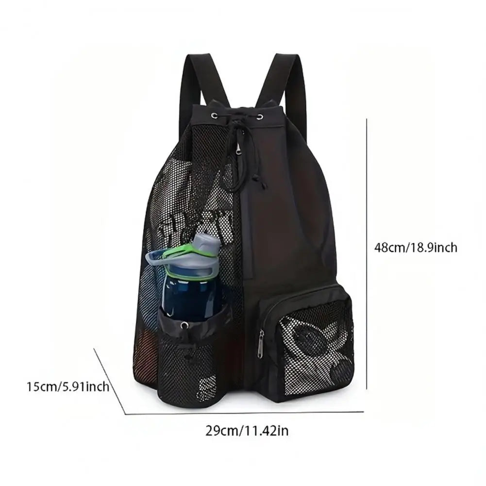 Mesh backpack, swimming drawstring bag, backpack with wet pocket, beach storage backpack, outdoor fishing bag
