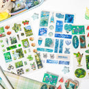 6pcs Glitter Stickers Y2K DIY Toploader Scrapbooking Journal Decor Stickers for Phone Kawaii Transparent PET Stickers Gift