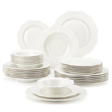 MALACASA LOTUS 16/32-Piece Nordic European White Porcelain Tableware Set with Bowl, Dinner, Dessert & Soup Plate Set for 4/8