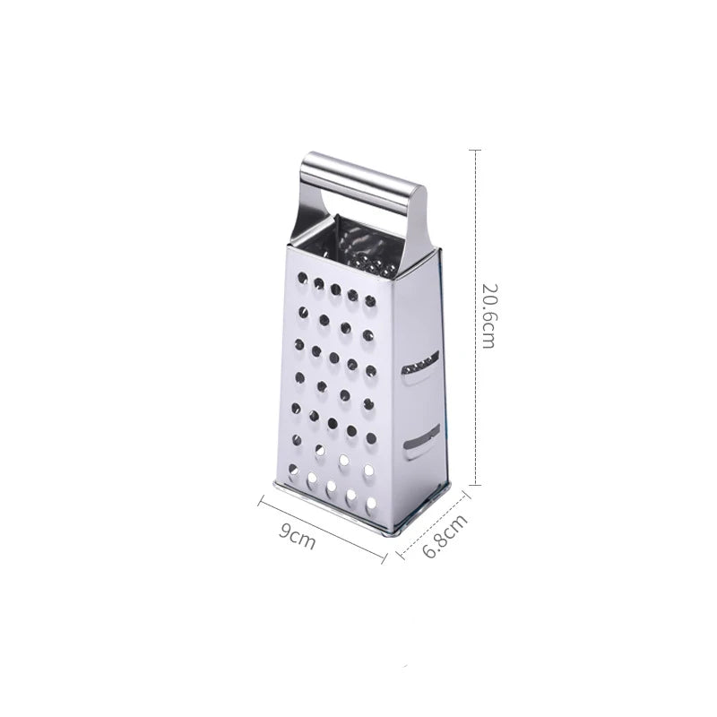 Rallador de caja de acero inoxidable de 4 cuchillas para uso doméstico, contenedor, cortador de verduras multiusos, herramientas de cocina, rebanador manual de queso