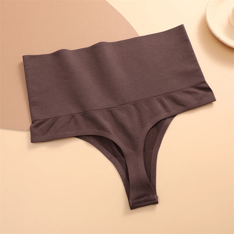 FINETOO Bragas de tanga con realce de glúteos y cintura alta para mujer, lencería moldeadora de abdomen sexy, ropa moldeadora adelgazante femenina