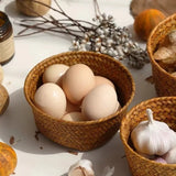 Imitation Rattan Rattan Storage Baskets Sundries Organizer Home Desktop Decoration Kitchen Storage Basket Vegetable Fruit