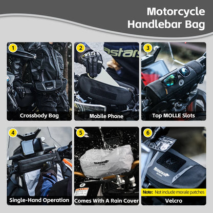 Rhinowalk Motorcycle Handlebar Bag Waterproof Universal Storage Bag Travel Motor Accessory For BMW1250ADV KTM890 CF450 Kawasaki