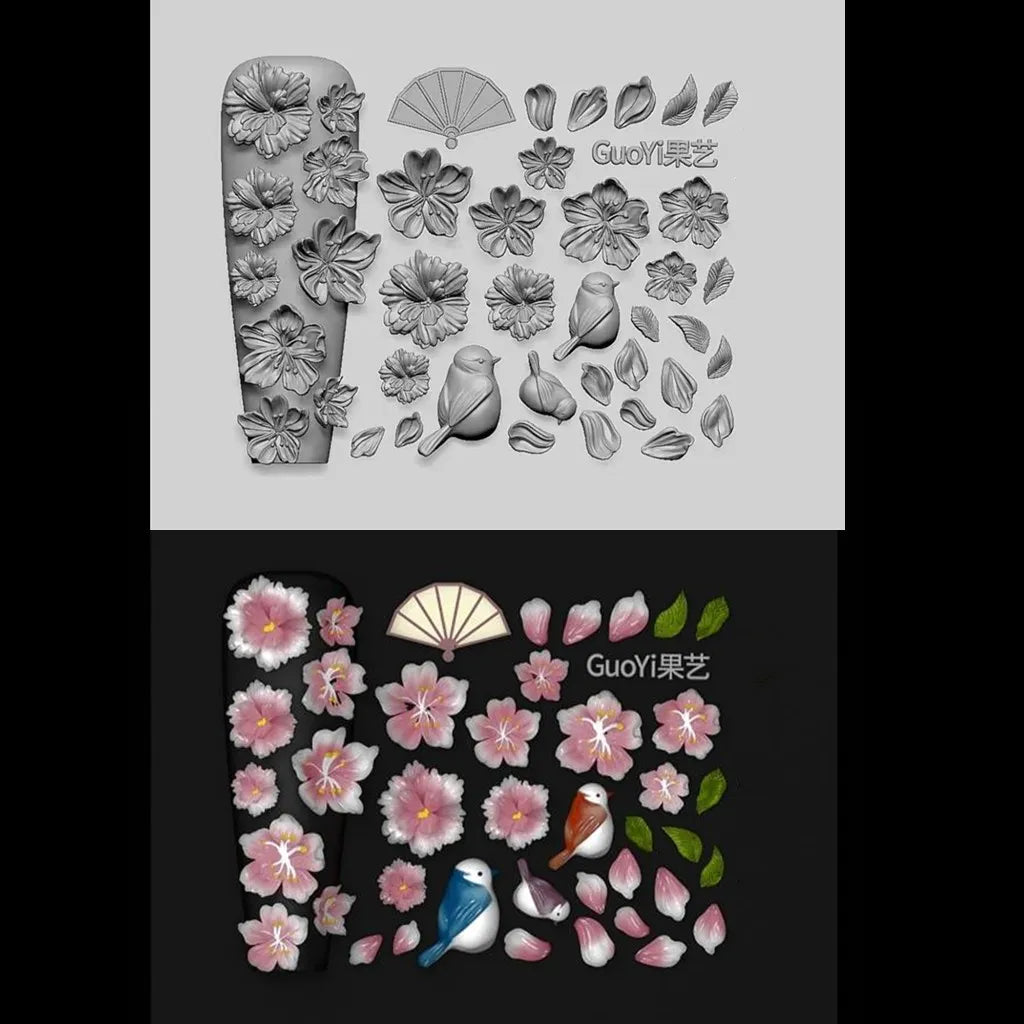 1pc Bowknot Candles Jellyfish Shell Rose Leaf  3D Acrylic Mold Nail Art Decoration Nails DIY Design Silicone  Nails Mold