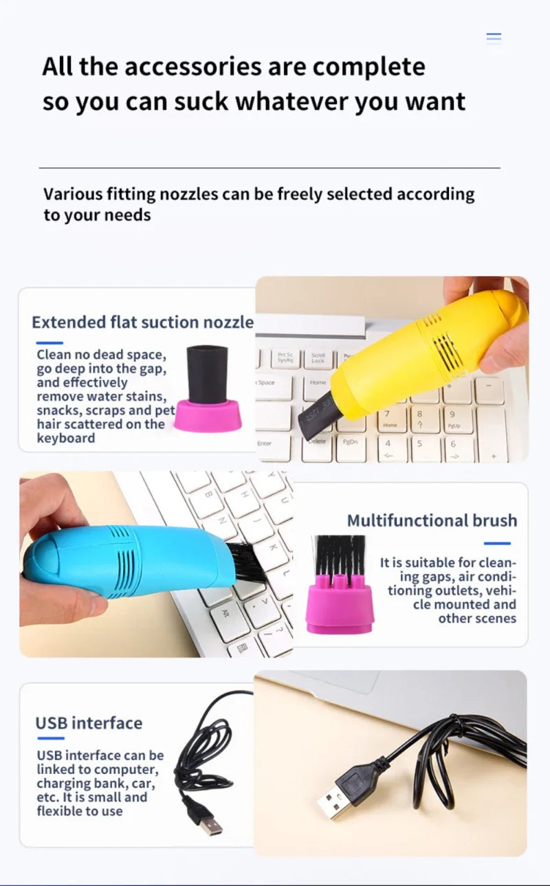 Mini USB Vacuum Cleaner Keyboard Brush Laptop Shell Cleaner Dust Brush Portable USB Vacuum Cleaner Computer Cleaning Tool