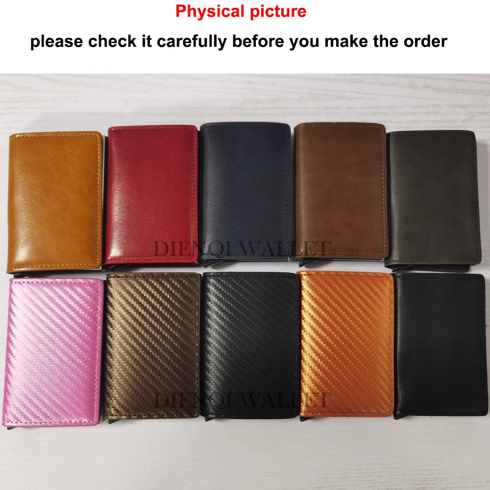 RFID Aluminum Men Wallet Card Holders Purse Carbon Fiber Men Business Slim Thin Smart Wallet Credit Cardholder Case Note Holder