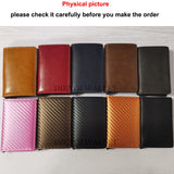RFID Aluminum Men Wallet Card Holders Purse Carbon Fiber Men Business Slim Thin Smart Wallet Credit Cardholder Case Note Holder