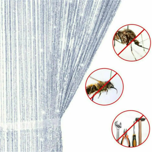 Paneles de cortina de cuerdas de 2 m x 1 m, mosquitera para puerta, cortinas colgantes con cuentas, red divisoria para habitaciones